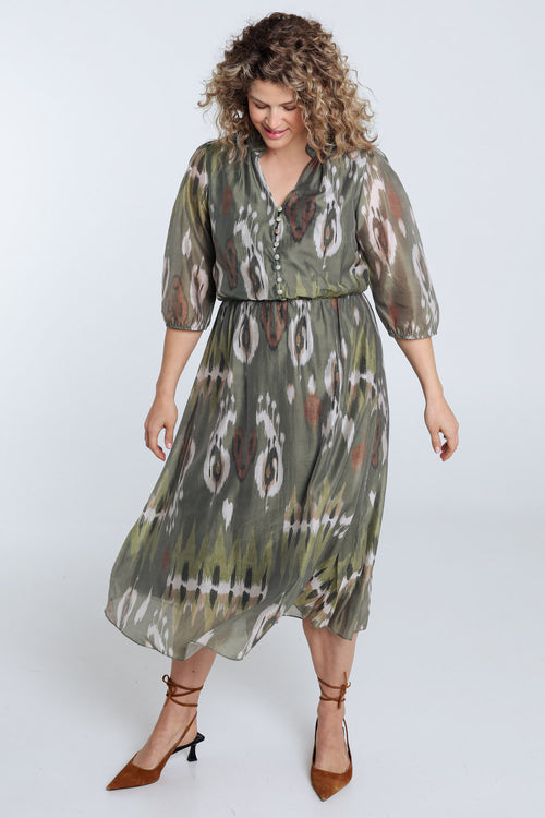Robe longue en viscose imprimé ethnique-Paprika-7