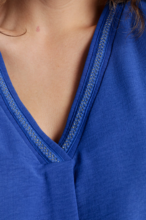 Effen blouse met lurex detail-Paprika-5