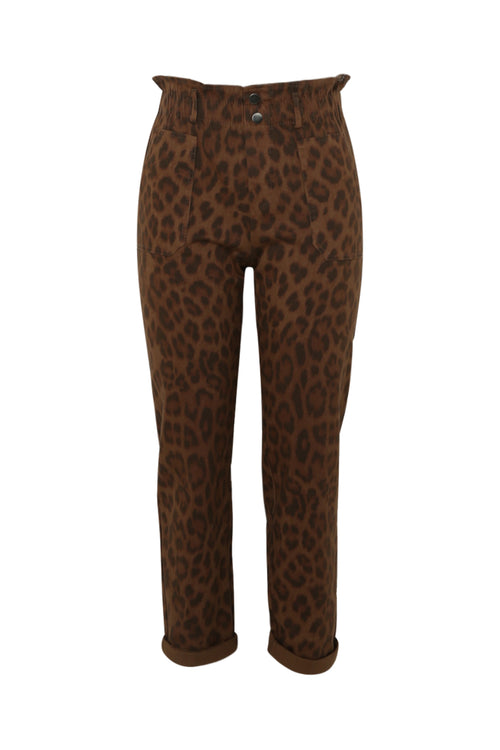 Katoenen broek met dierenprint-Paprika-10