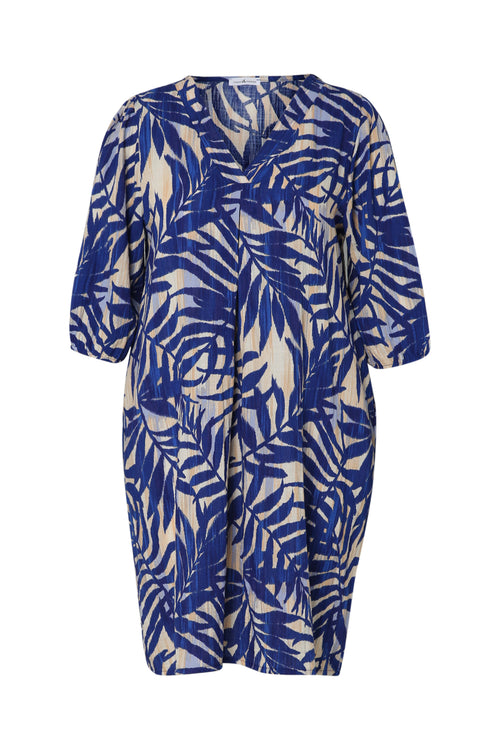 Jurk van viscose met bladenprint-Paprika-10