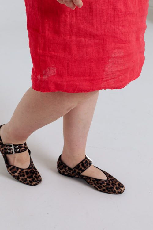 Effen linnen tuniek jurk-Paprika-5