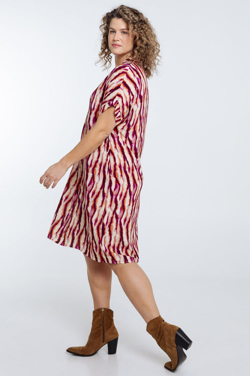 Jurk van viscose met etnische print-Paprika-9