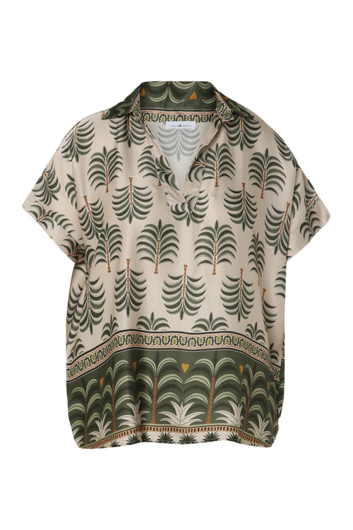 Blouse van viscose met palmprint-Paprika-10