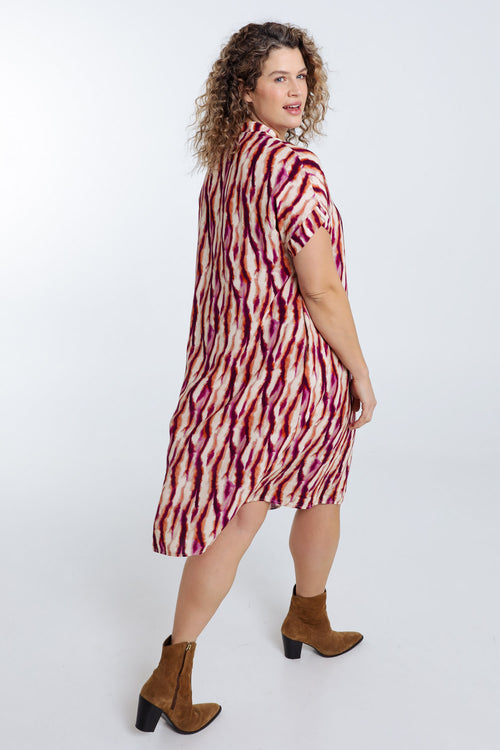 Jurk van viscose met etnische print-Paprika-2