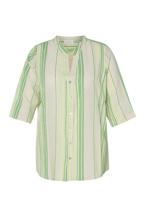 Blouse 100% katoen met fluokleuren strepen-Paprika-10