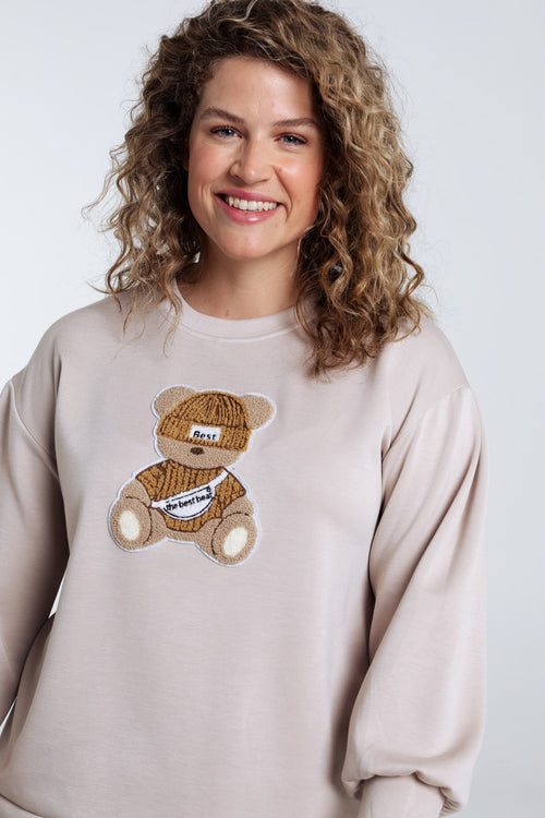 Sweat uni avec ourson-Paprika-1