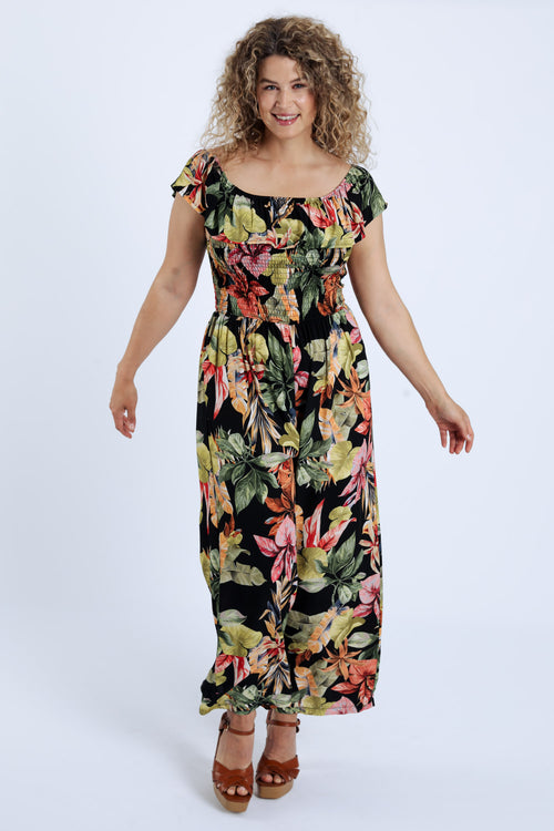 Overall van viscose met bloemenprint en ruffles-Paprika-8