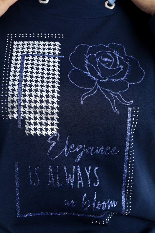 Sweat en molleton uni avec imprimé et strass-Paprika-5