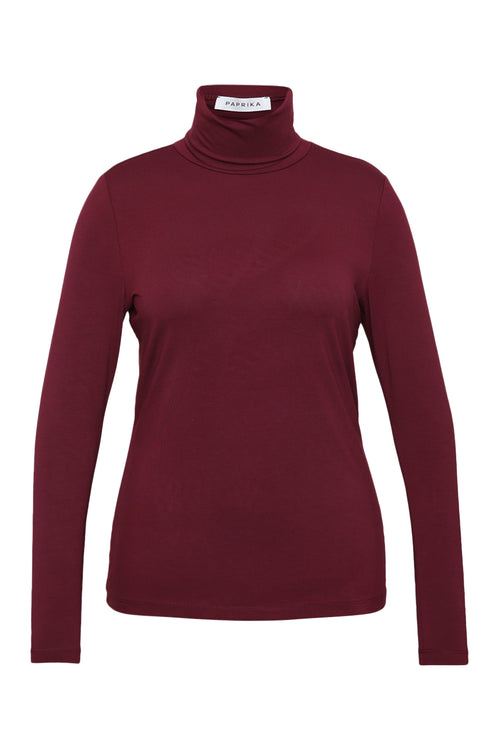 Effen coltrui T-shirt van viscose-Paprika-1