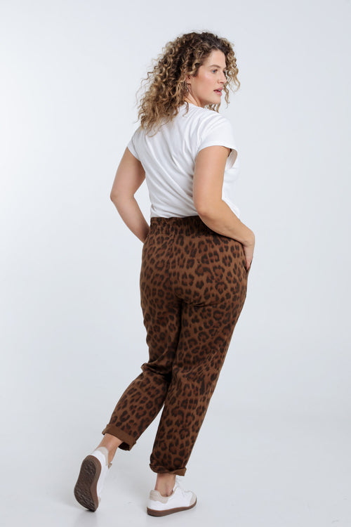 Katoenen broek met dierenprint-Paprika-2
