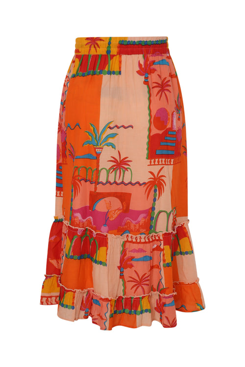 Tropical patch bedrukte katoen rok-Paprika-11