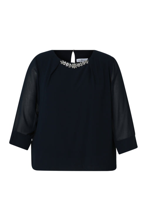 Effen blouse met sieraden-Paprika-10