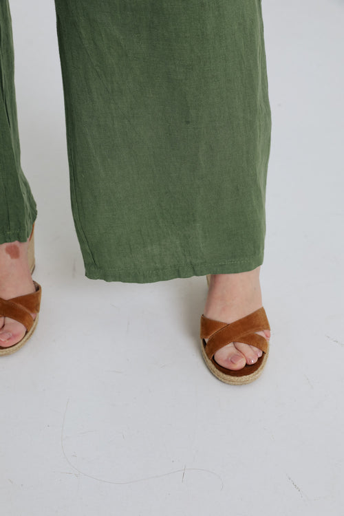 Effen linnen broek-Paprika-4