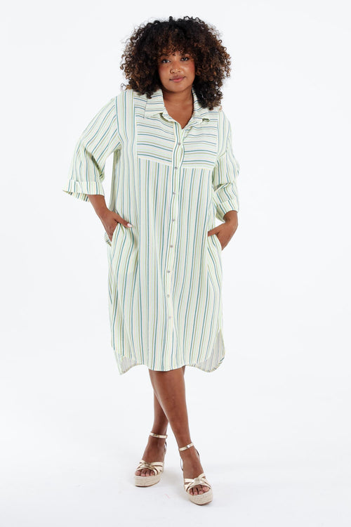 Gestreepte viscose jurk-Paprika-7