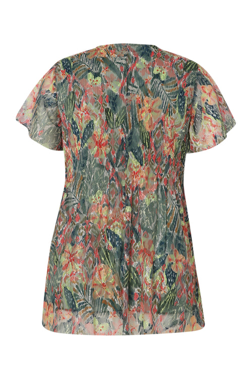 Plissé kanten tuniek met bloemenprint-Paprika-11