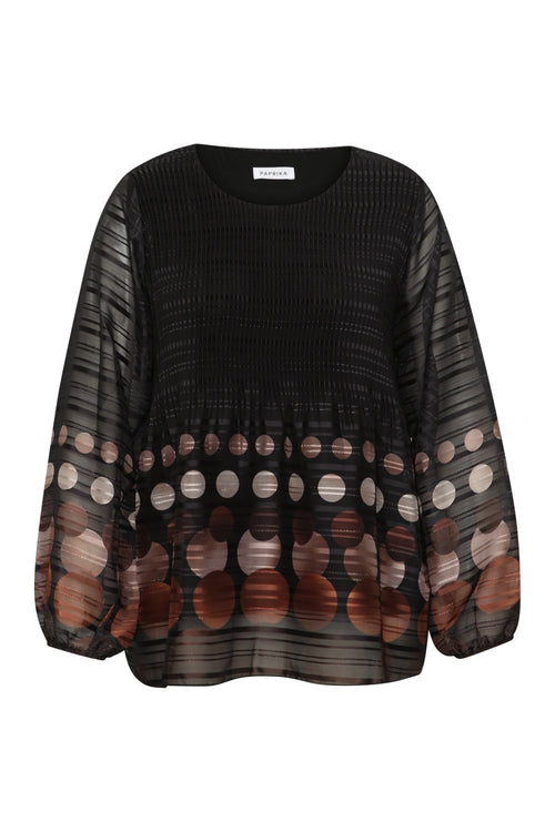 Plissé blouse met ronde print-Paprika-8