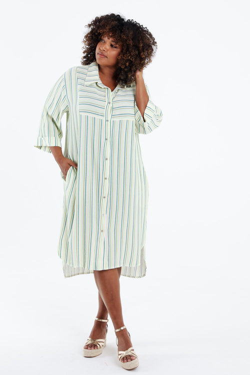 Gestreepte viscose jurk-Paprika-8