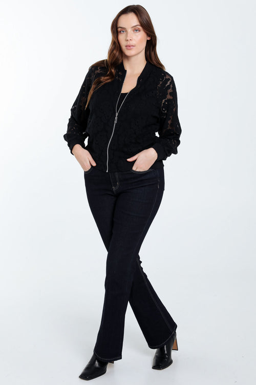 Bomberjack van mesh met bloemenprint-Paprika-8