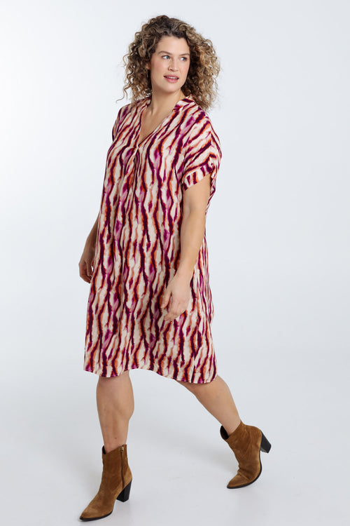 Jurk van viscose met etnische print-Paprika-7