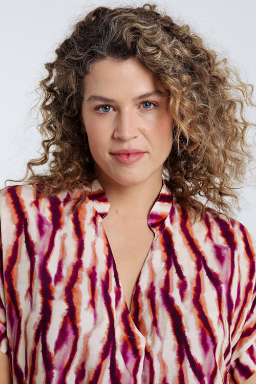 Jurk van viscose met etnische print-Paprika-3