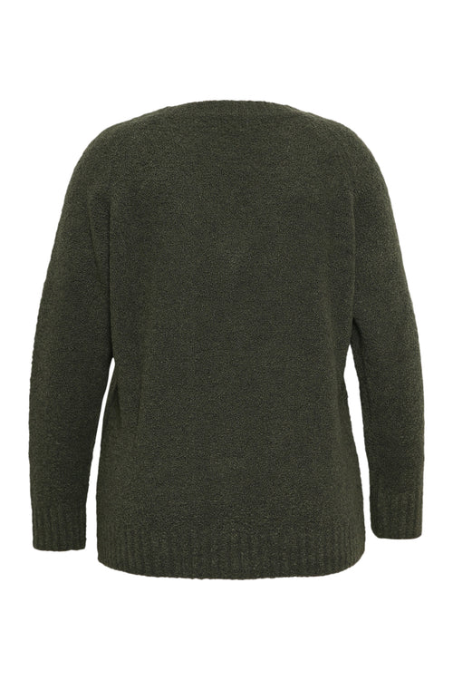 Effen gebreide bouclé trui-Paprika-8