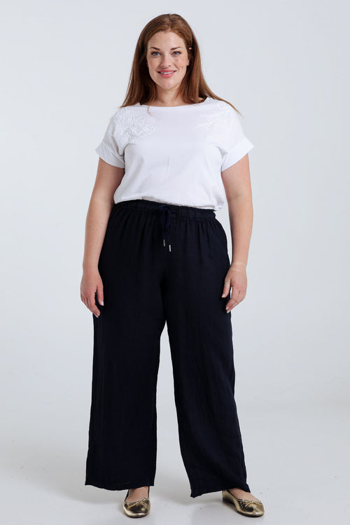 Effen linnen broek-Paprika-9