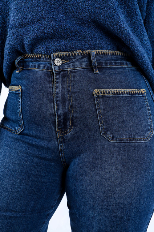 Jeans Elodie avec poches et détail broderie-Paprika-3