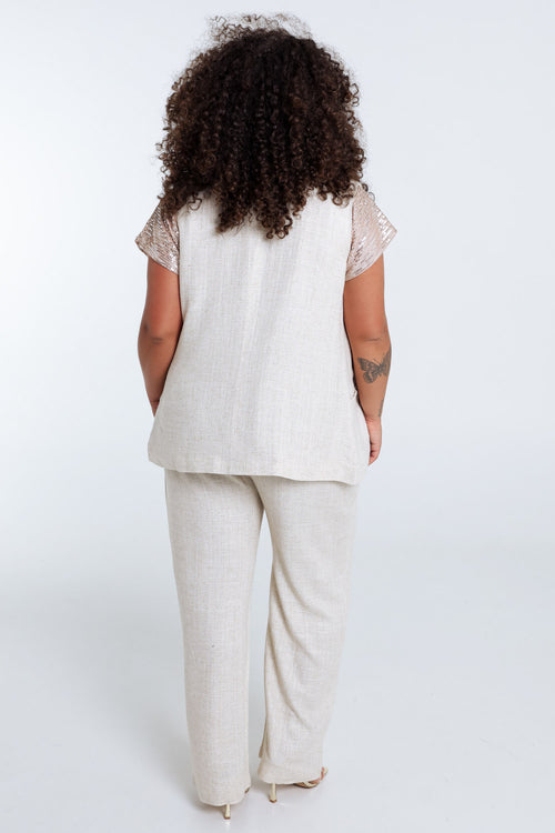 Gilet van viscose en lin met lurex-Paprika-2