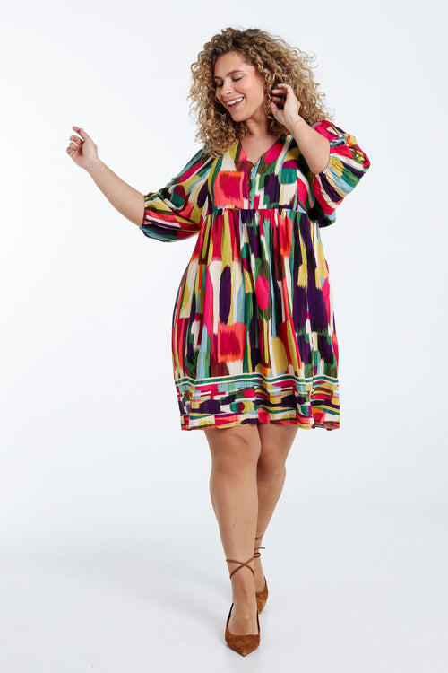 Jurk van viscose met grafische print-Paprika-8