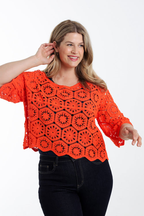 Pull en crochet uni-Paprika-1