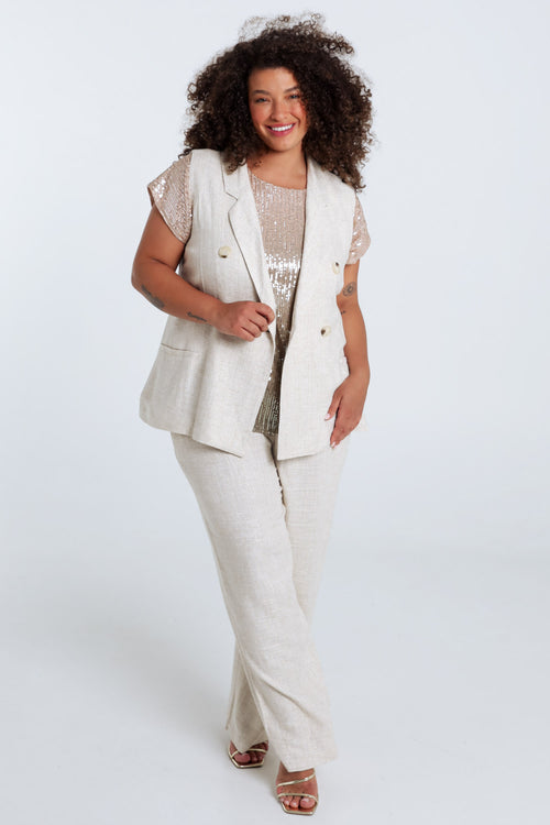 Gilet van viscose en lin met lurex-Paprika-9