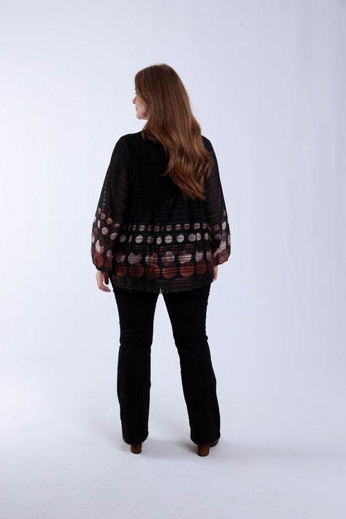 Plissé blouse met ronde print-Paprika-2