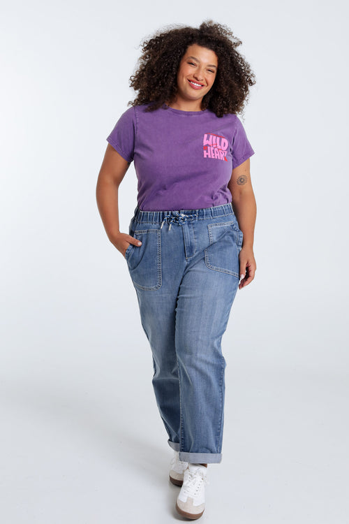 Katoenen T-shirt met de boodschap Wild heart-Paprika-7