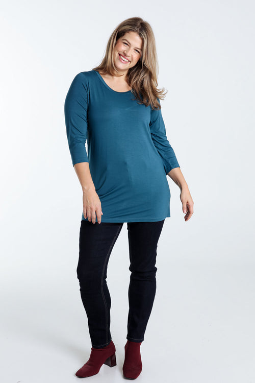 Basic effen viscose T-shirt-Paprika-8