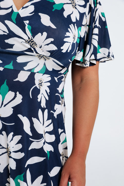 Robe mi-longue imprimé floral-Paprika-6
