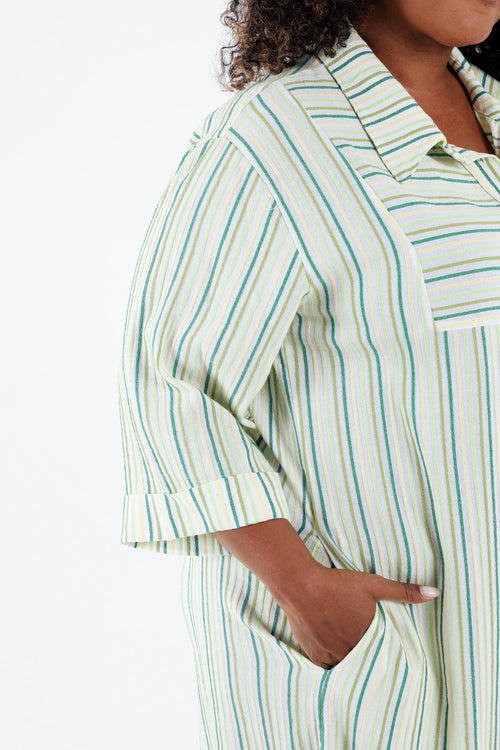 Gestreepte viscose jurk-Paprika-4