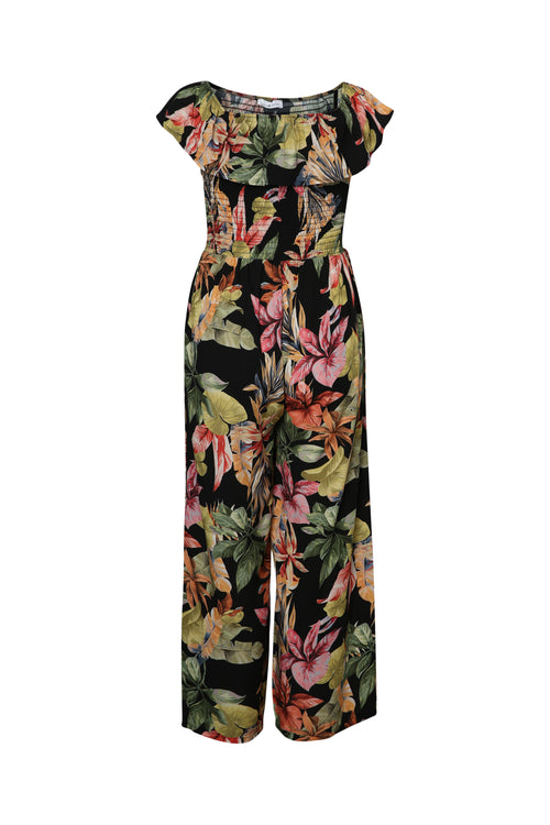 Overall van viscose met bloemenprint en ruffles-Paprika-10
