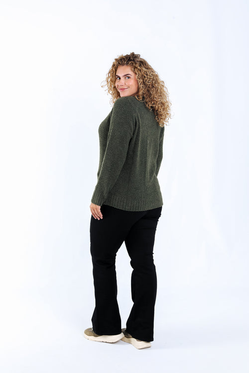 Effen gebreide bouclé trui-Paprika-2