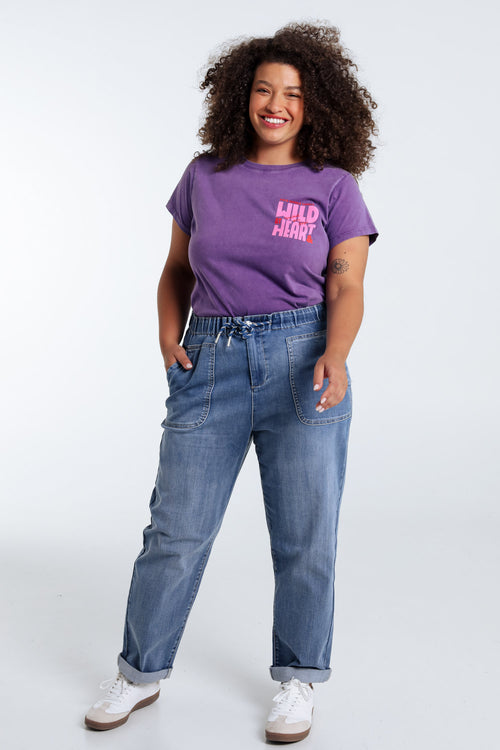 Katoenen T-shirt met de boodschap Wild heart-Paprika-8