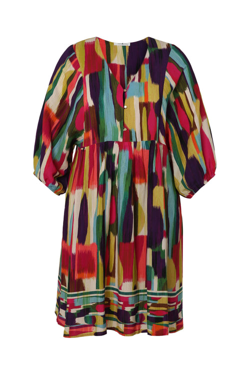 Jurk van viscose met grafische print-Paprika-10