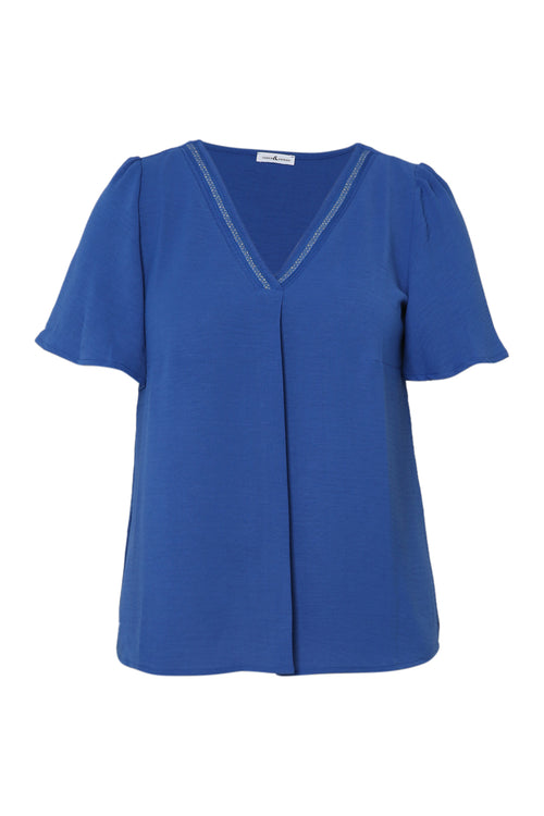 Effen blouse met lurex detail-Paprika-10