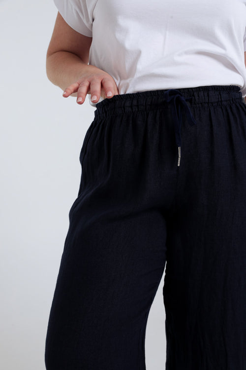 Effen linnen broek-Paprika-6