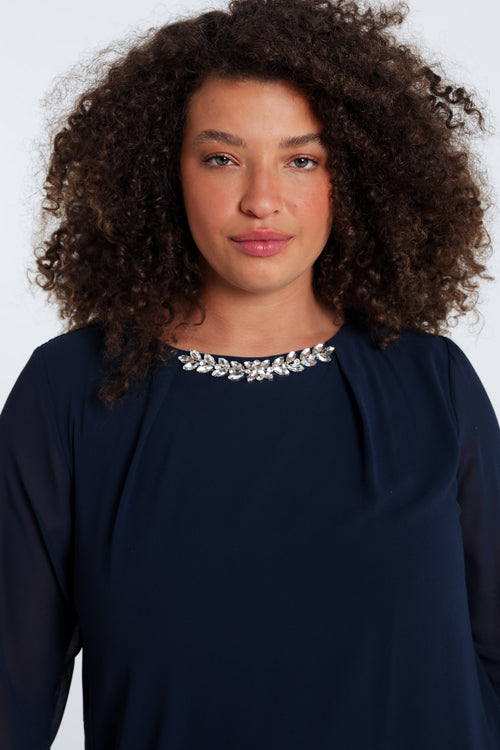 Effen blouse met sieraden-Paprika-4