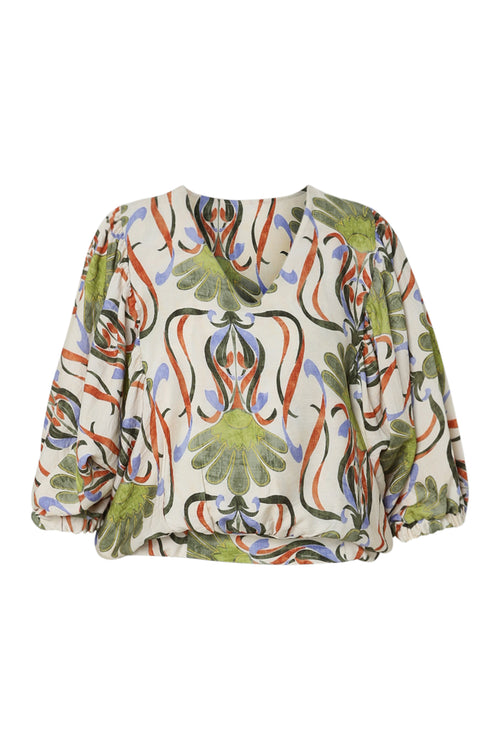 Bloes van viscose met bloemenprint-Paprika-10