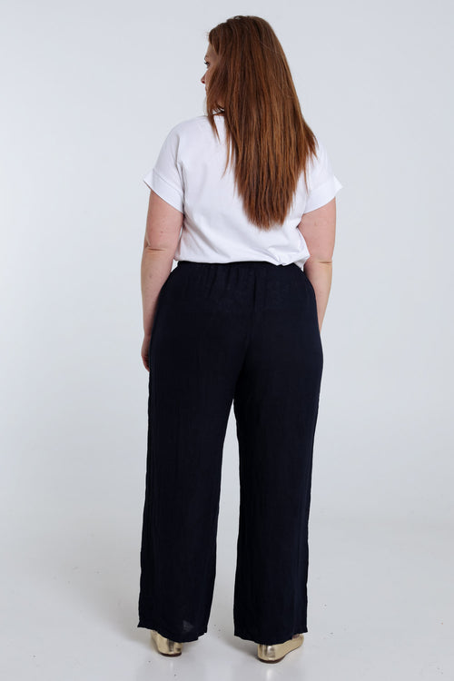 Effen linnen broek-Paprika-2