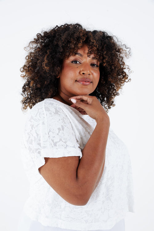 T-shirt 2 in 1 uni in geperforeerde stof-Paprika-4