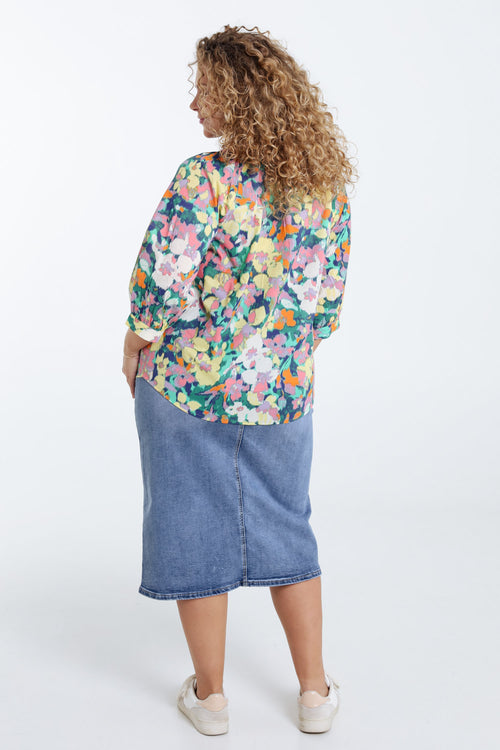 Bloes van katoen met bloemenprint-Paprika-2