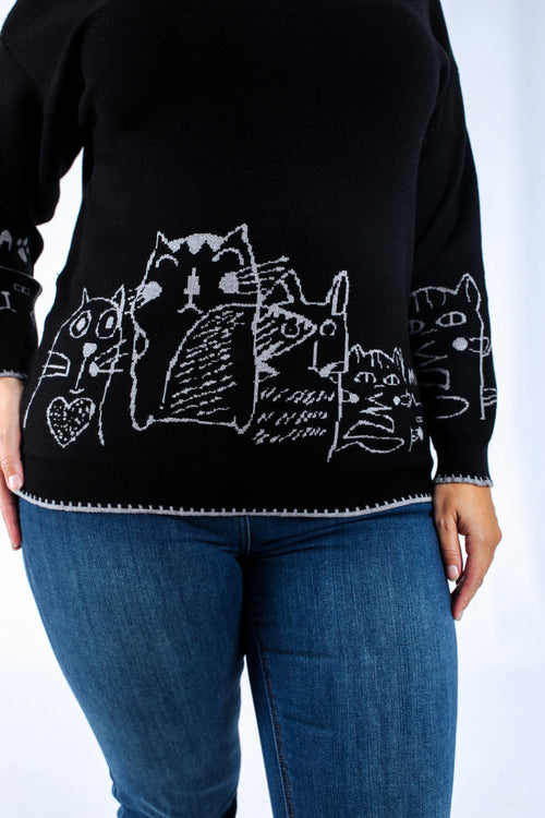 Trui met kattenprint-Paprika-4