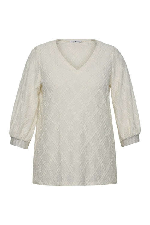 T-shirt uni avec motifs losanges en relief-Paprika-7