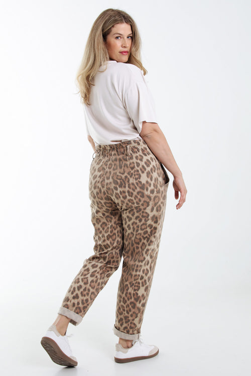 Katoenen broek met dierenprint-Paprika-2
